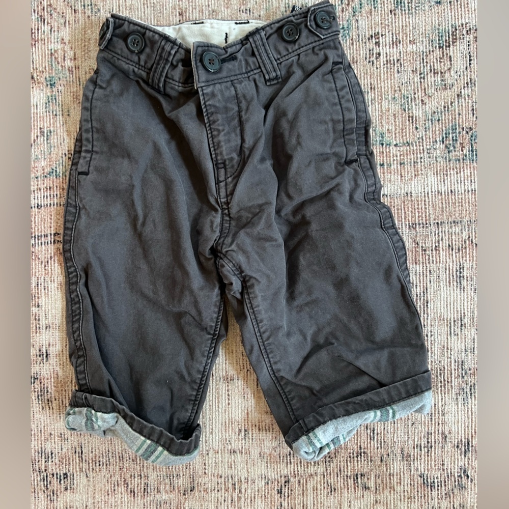 GAP Kids Charcoal Casual Pants Flannel Lined 12-18 mo